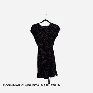 POPSUAGR Cherry Print Tie Mini Dress | Size Medium | Black + Red
